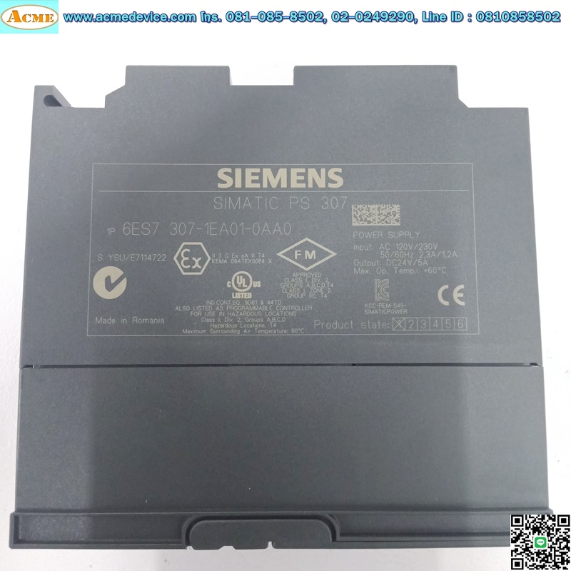 PLC Siemens Simatic S7-300, PS 307 รุ่น 6ES7307-1EA01-0AA0, Power Supply, 24V, 5A