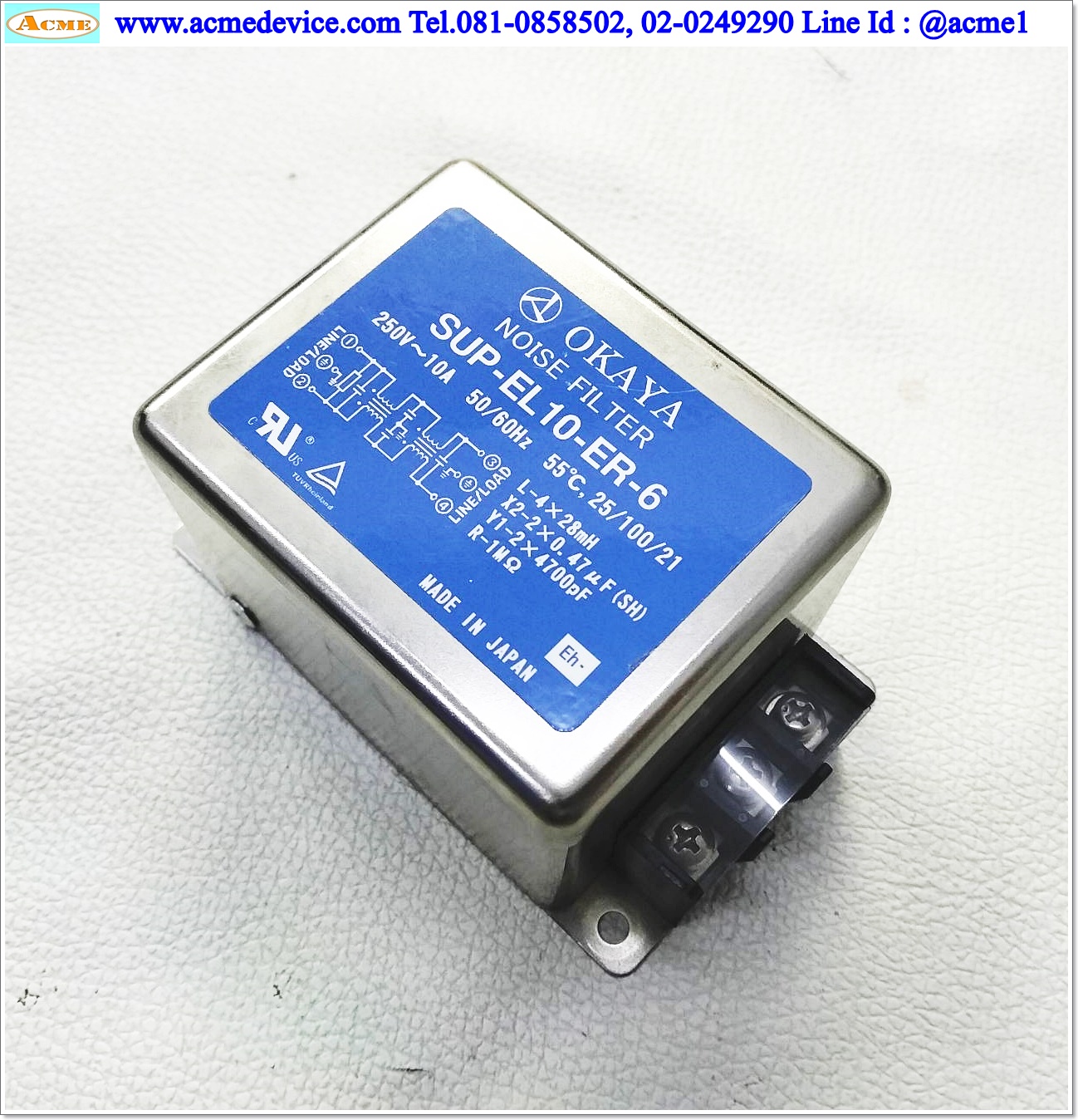 Noise Filter Okaya รุ่น SUP-EL10-ER-6, 250V, 10A