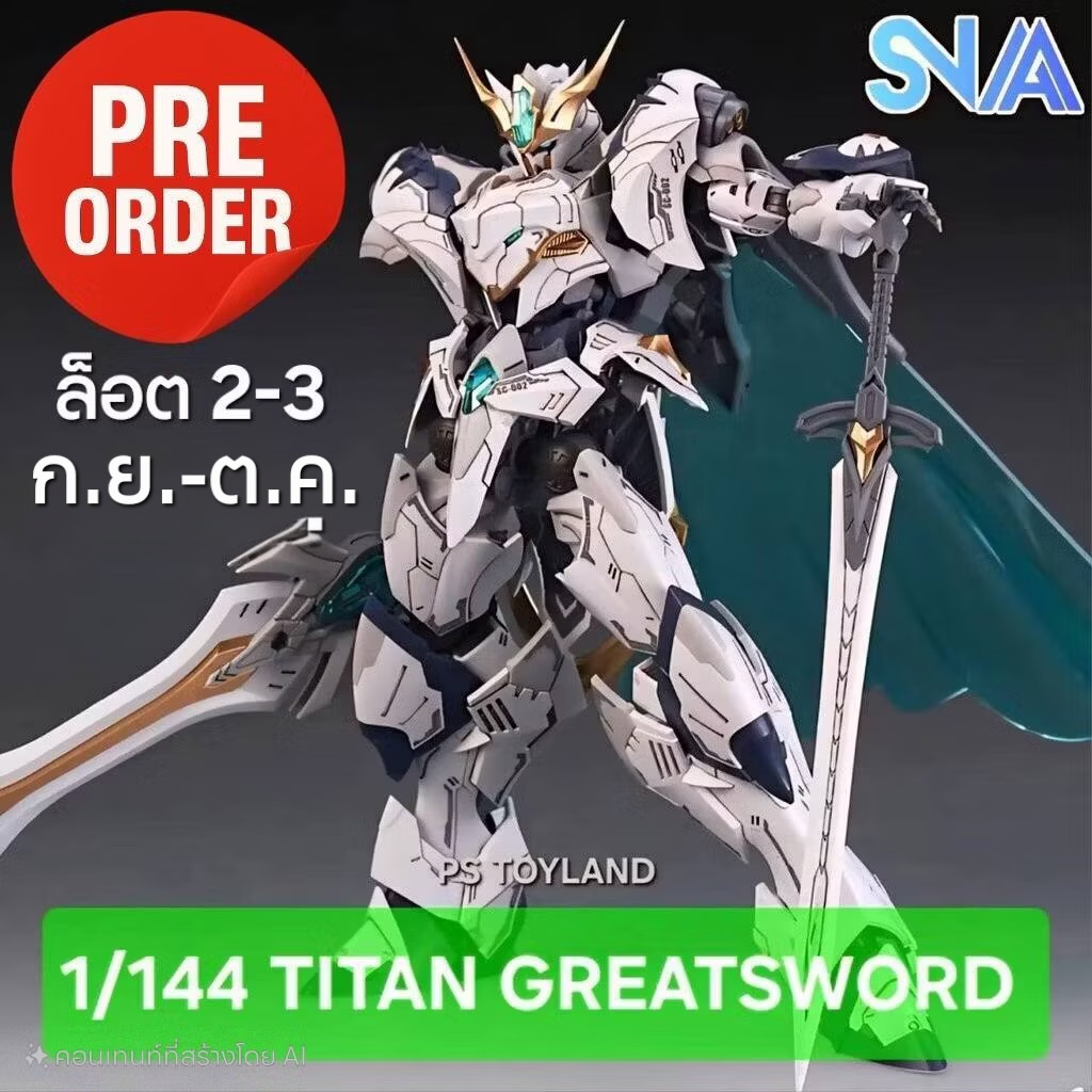 พรีออเดอร์ 1/144 TITAN GREATSWORD TRISTAN ค่าย SNAA แถมดีคอลน้ำ มา ก.ย. 68 Made in China