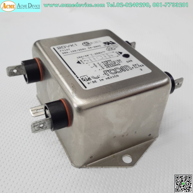 Noise Filter Corcom รุ่น 20VK1, F7147, 20A