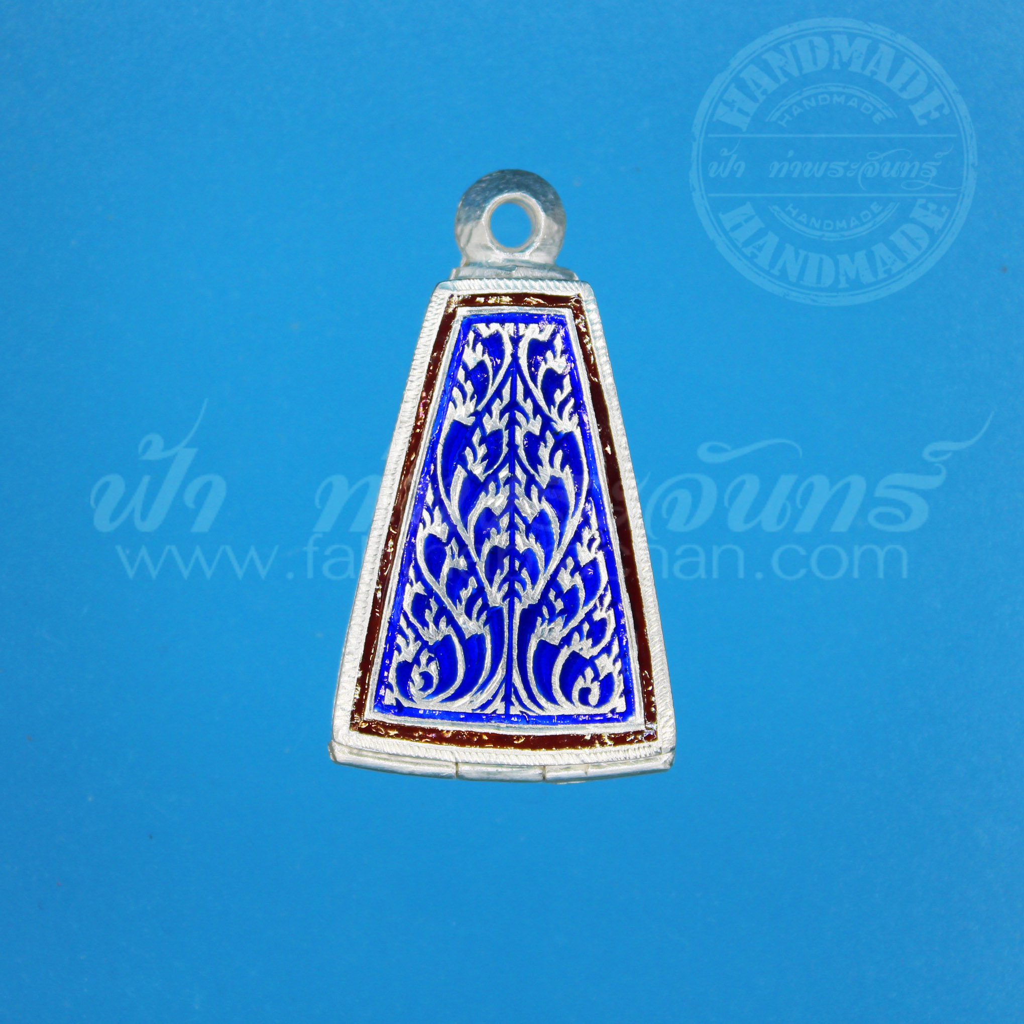 ตลับผงสุพรรณ ปิดหลัง เงินแกะลาย ลงยา 92.5%