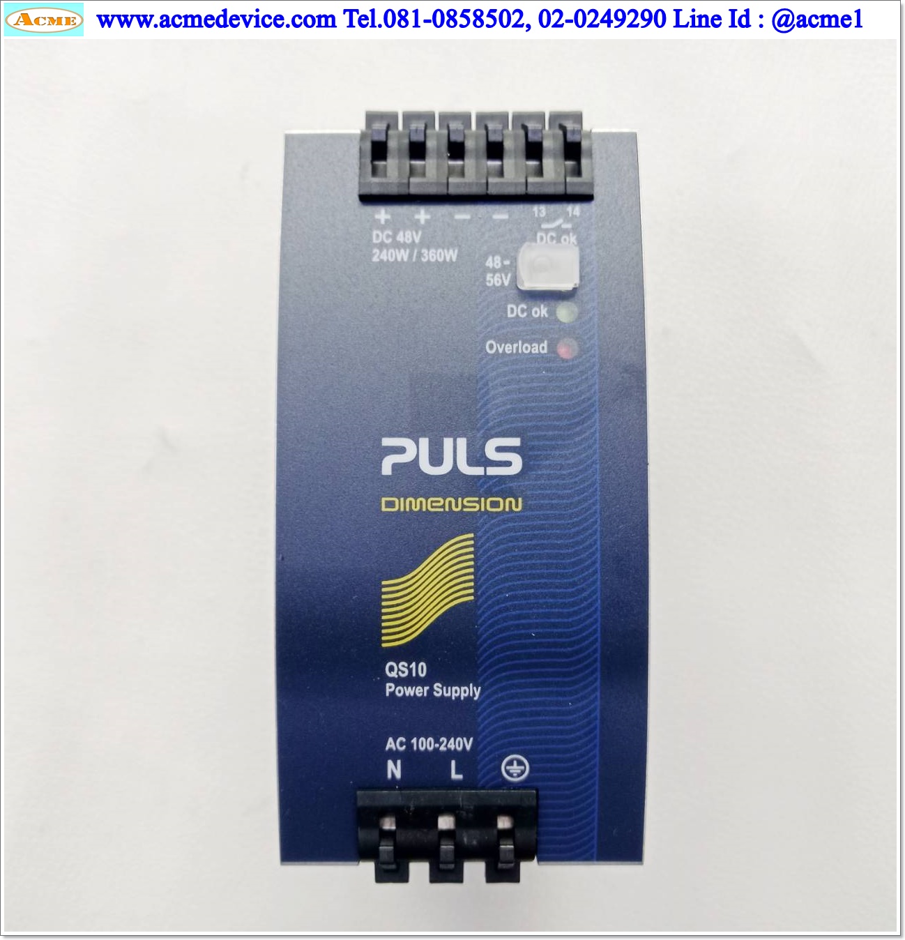 Power Supply Puls รุ่น QS10.481, Output 48-56V, 5-4.3A, 240W