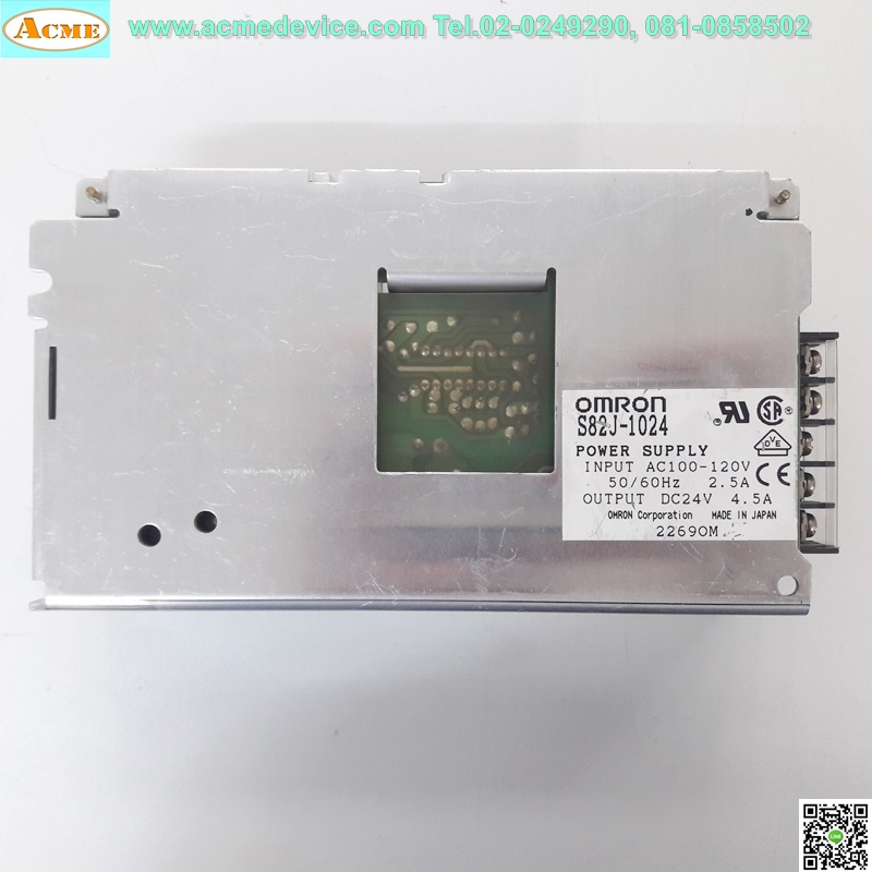 Power Supply Omron รุ่น S82J-1024, Output 24V, 4.5A, 100W, Power Input 100Vac