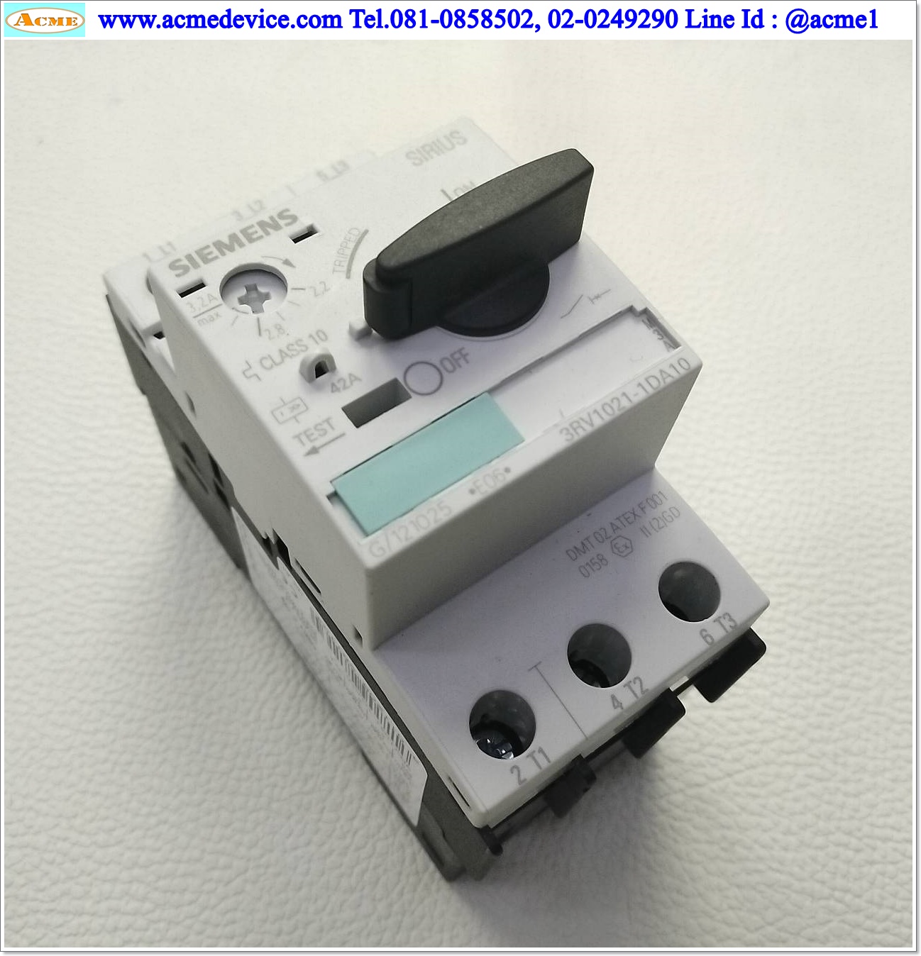 Motor Circuit Breaker SIEMENS รุ่น 3RV1021-1DA10, 3.2A, 3-Pole