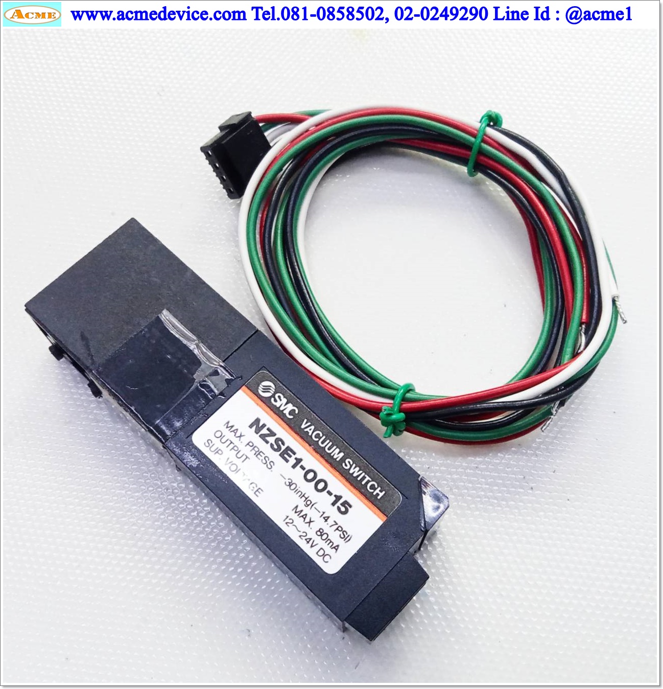 Vacuum SMC รุ่น NZSE1-00-15, 0 to -30 inHg (-14.7 PSI), NPN