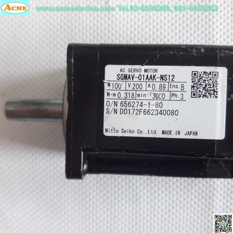 Servo Motor Yaskawa รุ่น SGMAV-01AAK-NS12, 100w
