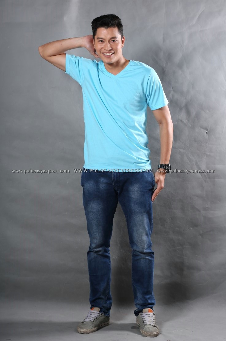 2XL เสื้อยืด สีเขียวมิ้นต์ คอวี แขนสั้น Size 2XL