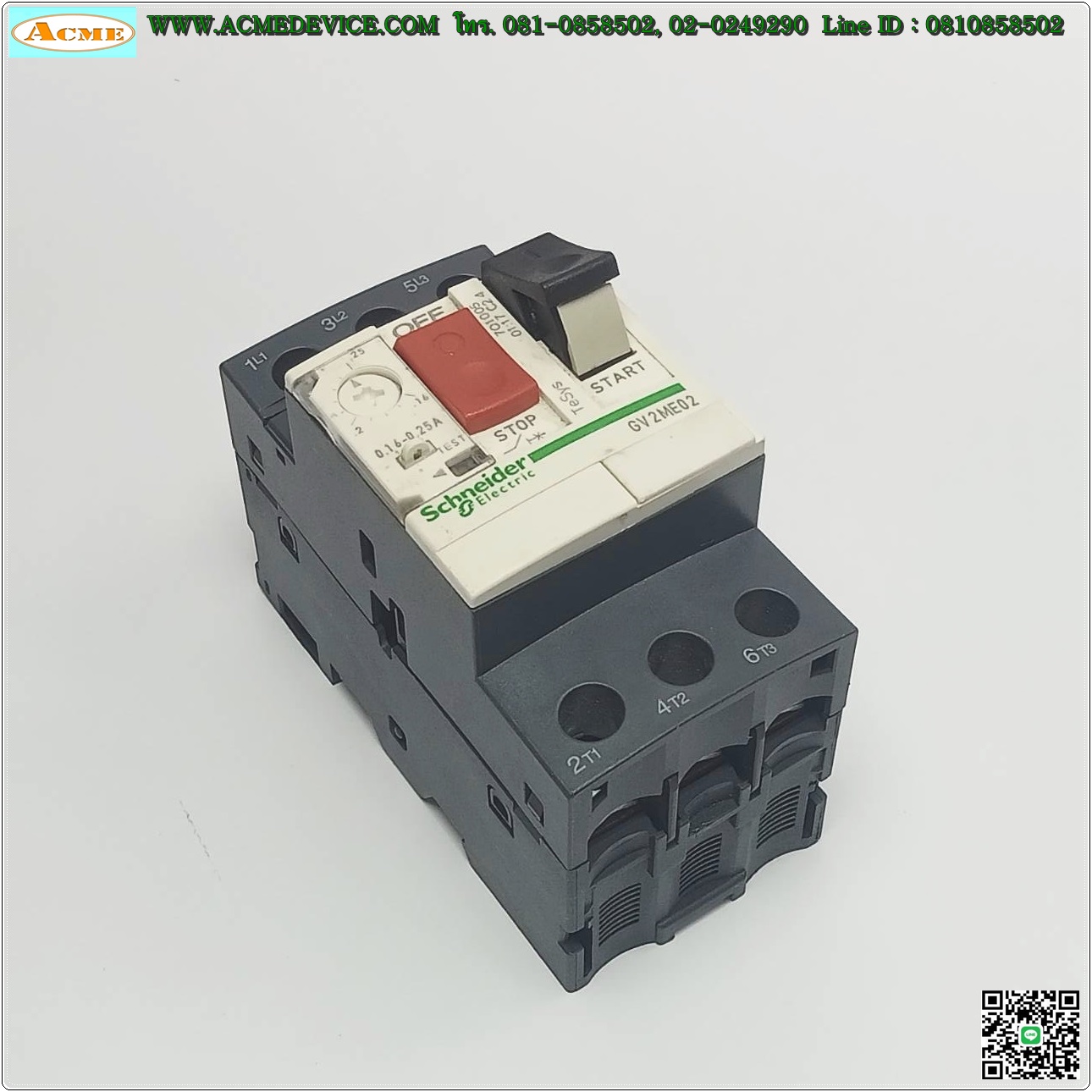 Motor Circuit Breaker Schneider รุ่น GV2ME02, Current Rating 0.16-0.25A, 690V, 6kV, 3Poles