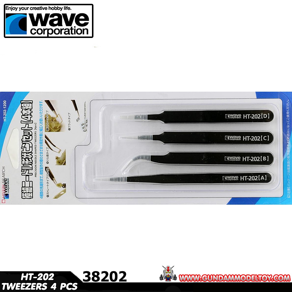 WAVE HT-202 ULTRA FINE NEEDLE TWEEZERS 4 PCS