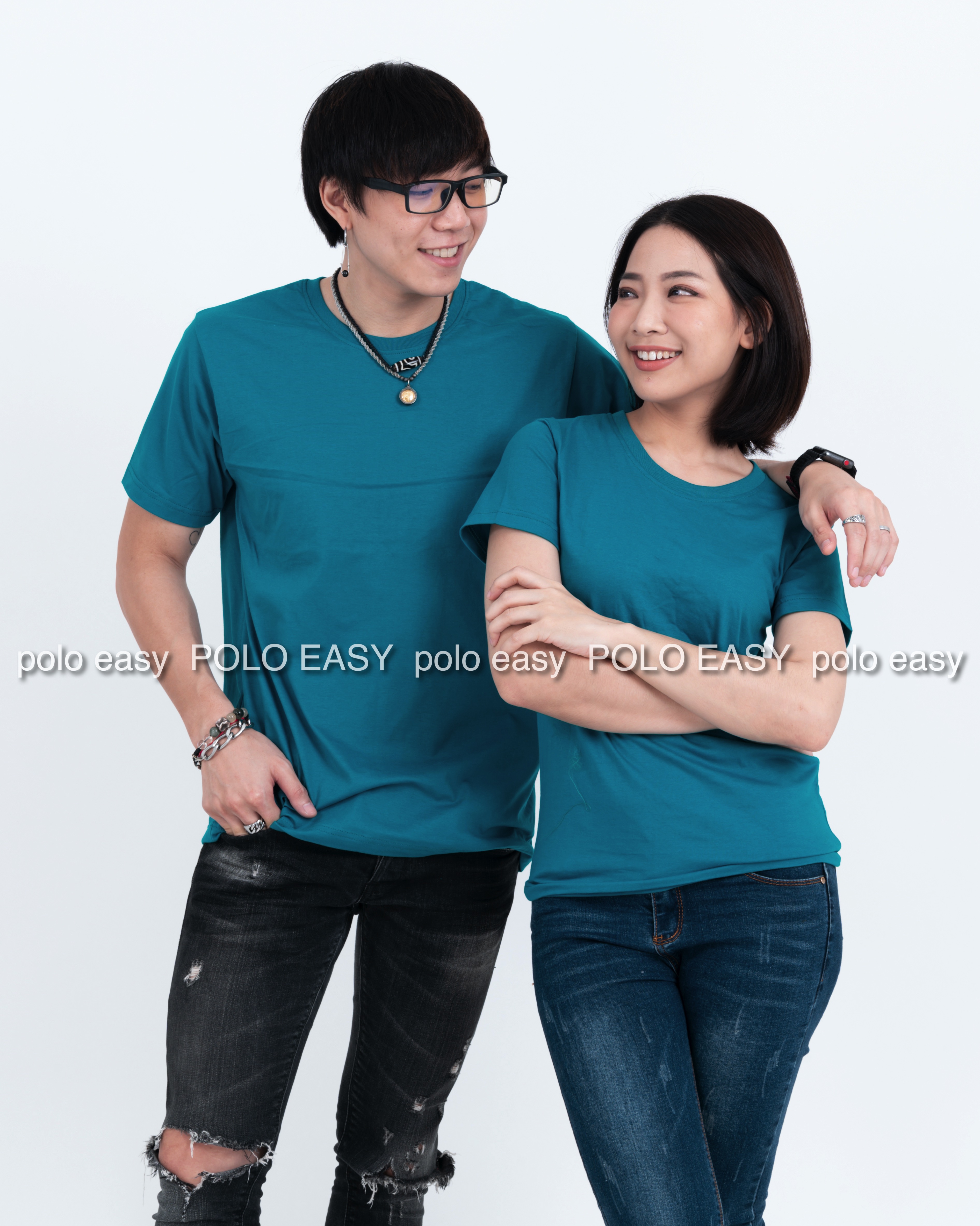 2XL เสื้อยืด สีเขียวหยก คอกลม แขนสั้น Size 2XL