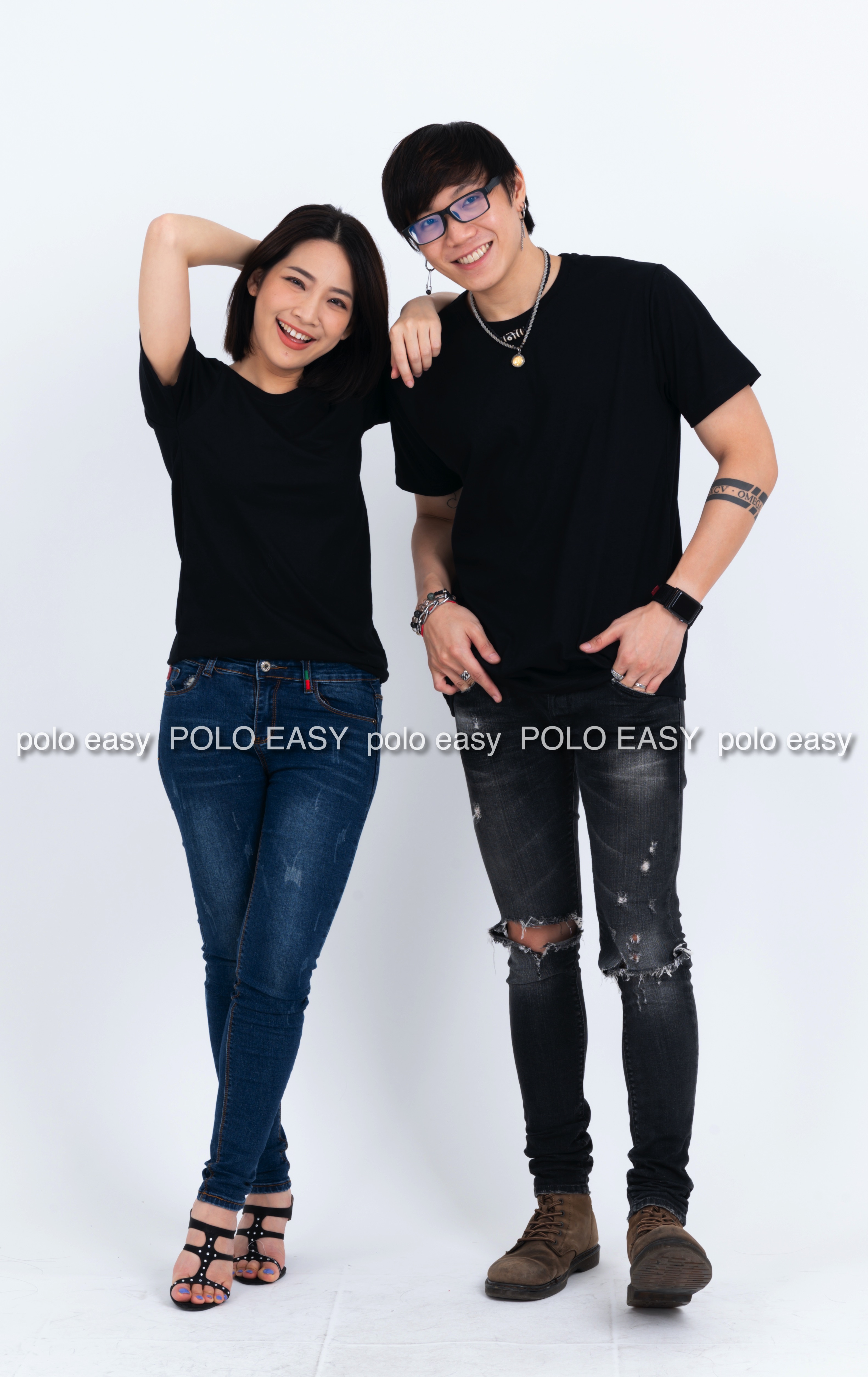 2XL เสื้อยืด สีดำ คอกลม แขนสั้น Size 2XL