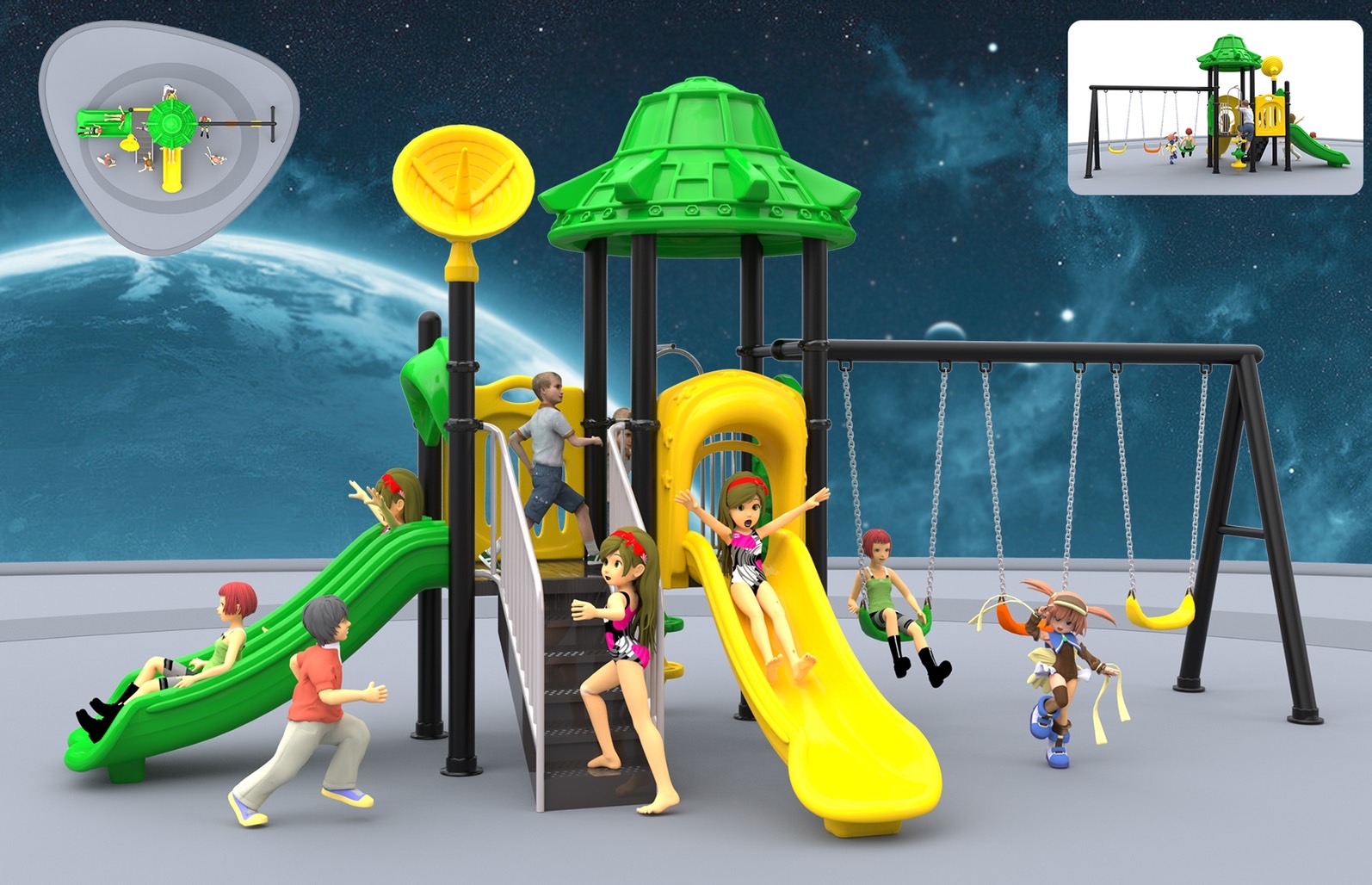 เครื่องเล่นสนามกลางแจ้ง ชุด Space Dream เครื่องเล่นมีประโยชน์