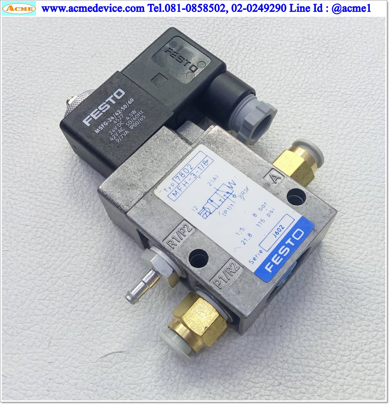 Solenoid Valve Festo รุ่น MFH-3-1/8, 3/2, Coil 24Vdc