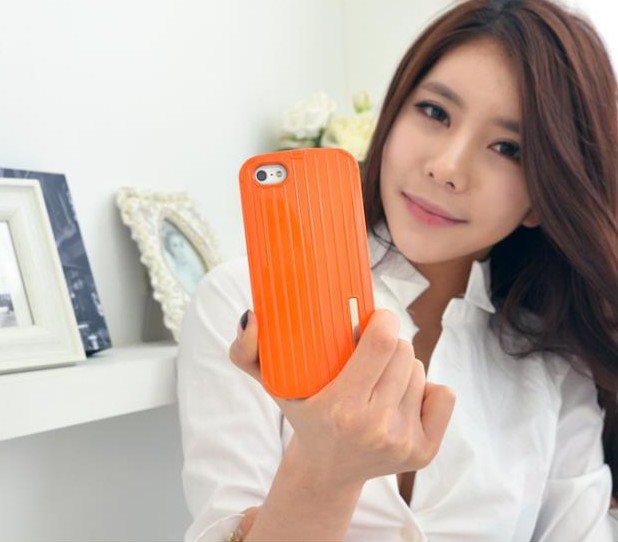 เคสฝาหลัง iPhone5/5s อลูมิเนียม ทรงอินเทรนด์ (สีส้ม)