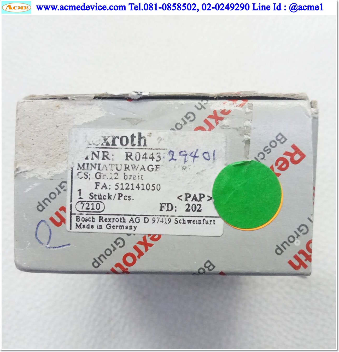 Linear Block Rexroth รุ่น R044329401, ขนาด 12 mm x 44.5 mm.