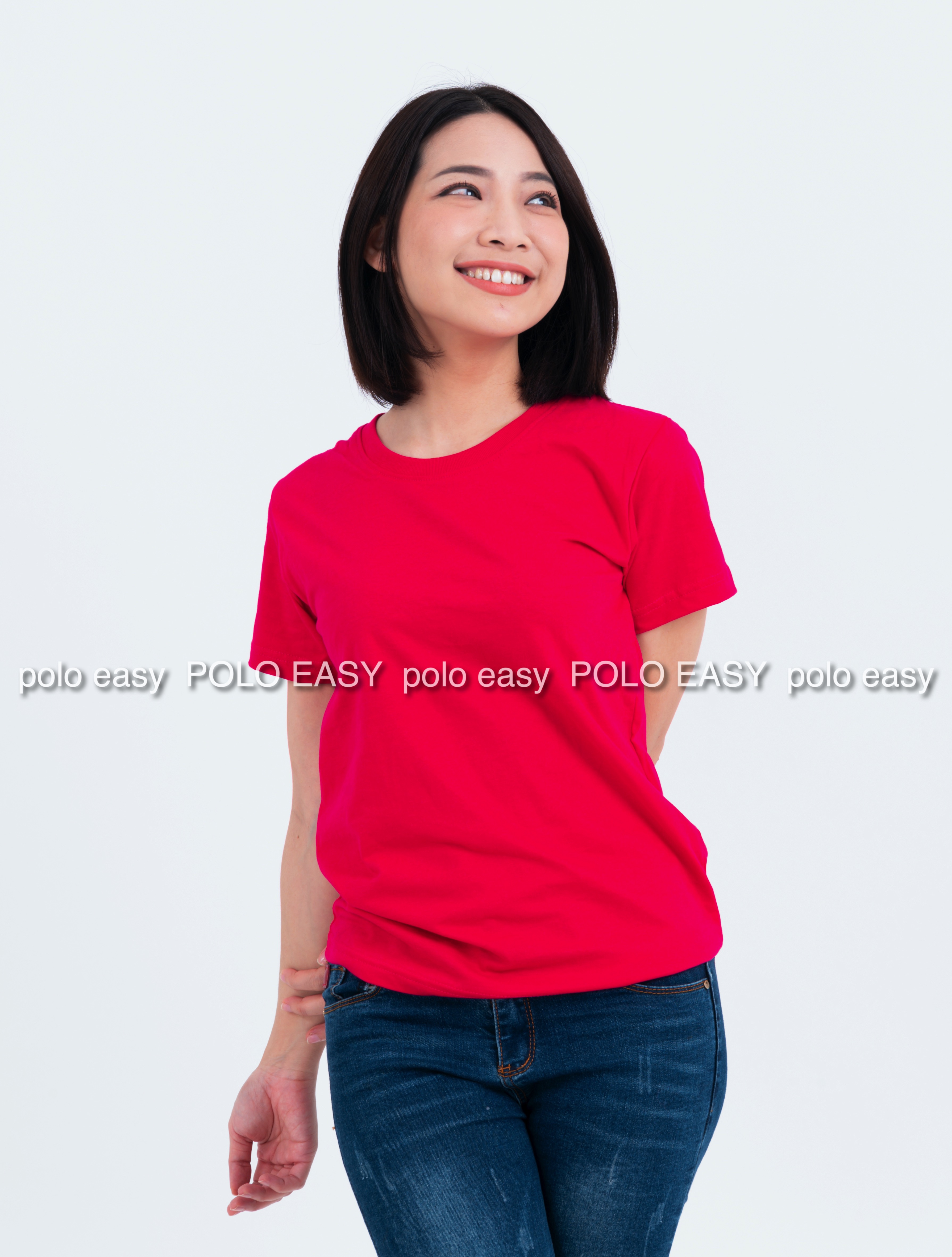 M เสื้อยืด สีชมพูบานเย็น คอกลม แขนสั้น Size M