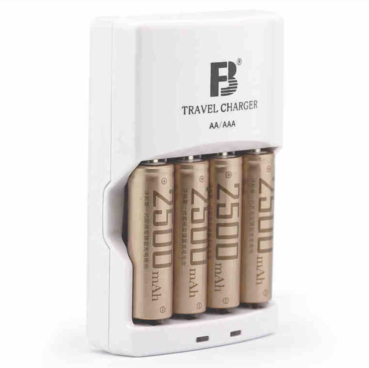 ถ่านชาร์จและแท่นชาร์จ AA ยี่ห้อ FB 2500mAh สำหรับใส่ไฟต่อเนื่อง หรือแฟลชถ่ายภาพ