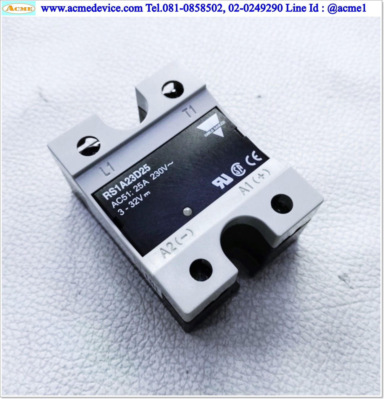 Solid State Carlo Gavazzi รุ่น RS1A23D25, Input 3 to 32 Vdc, Output 230Vac,