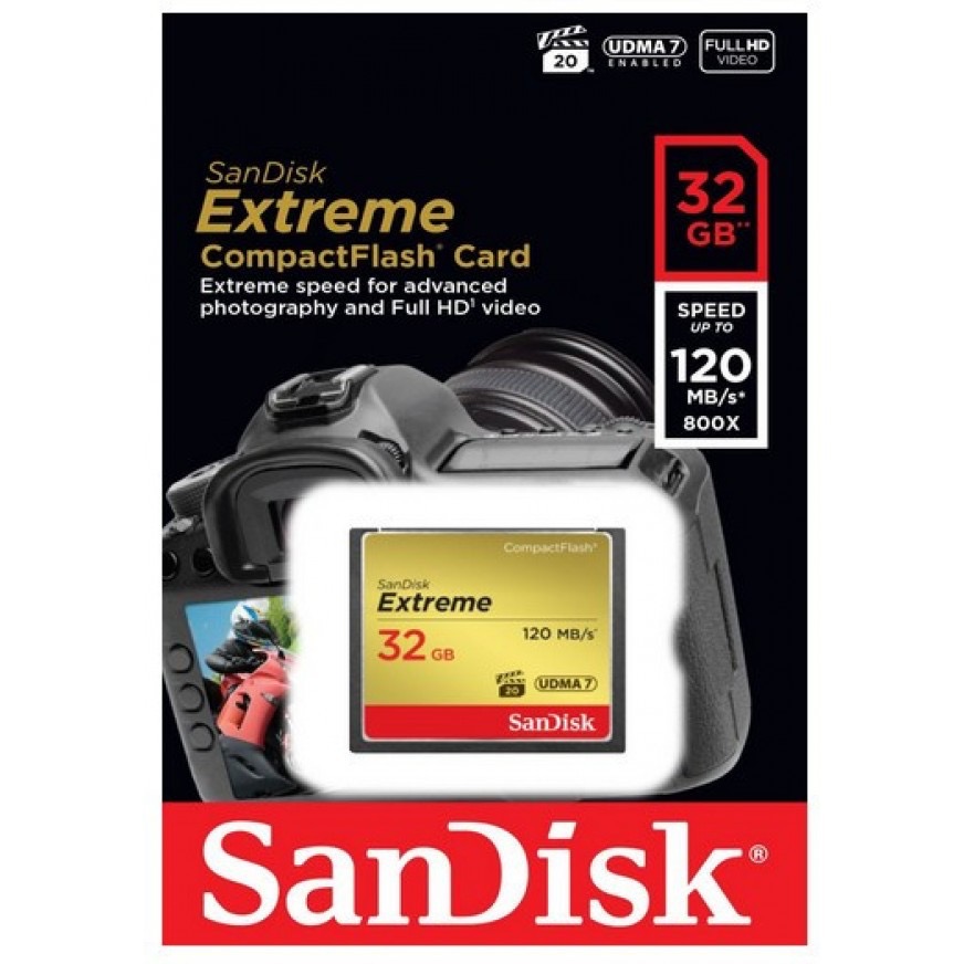 เมมโมรี่การ์ด SanDisk Extreme CF Card อ่าน 120MB/s ,เขียน 85MB/s