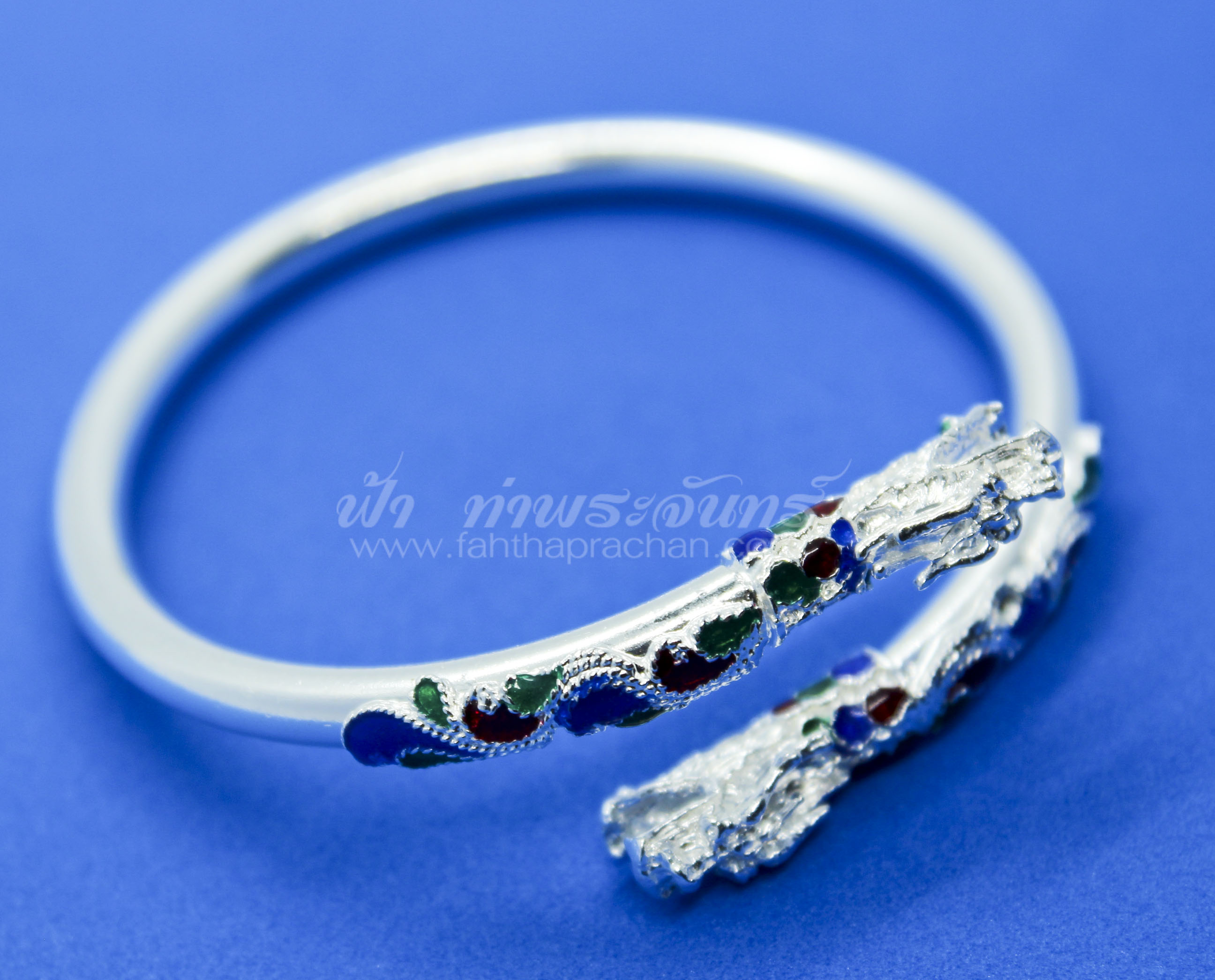 สร้อยข้อมือเงิน หัวมังกร ลงยา
