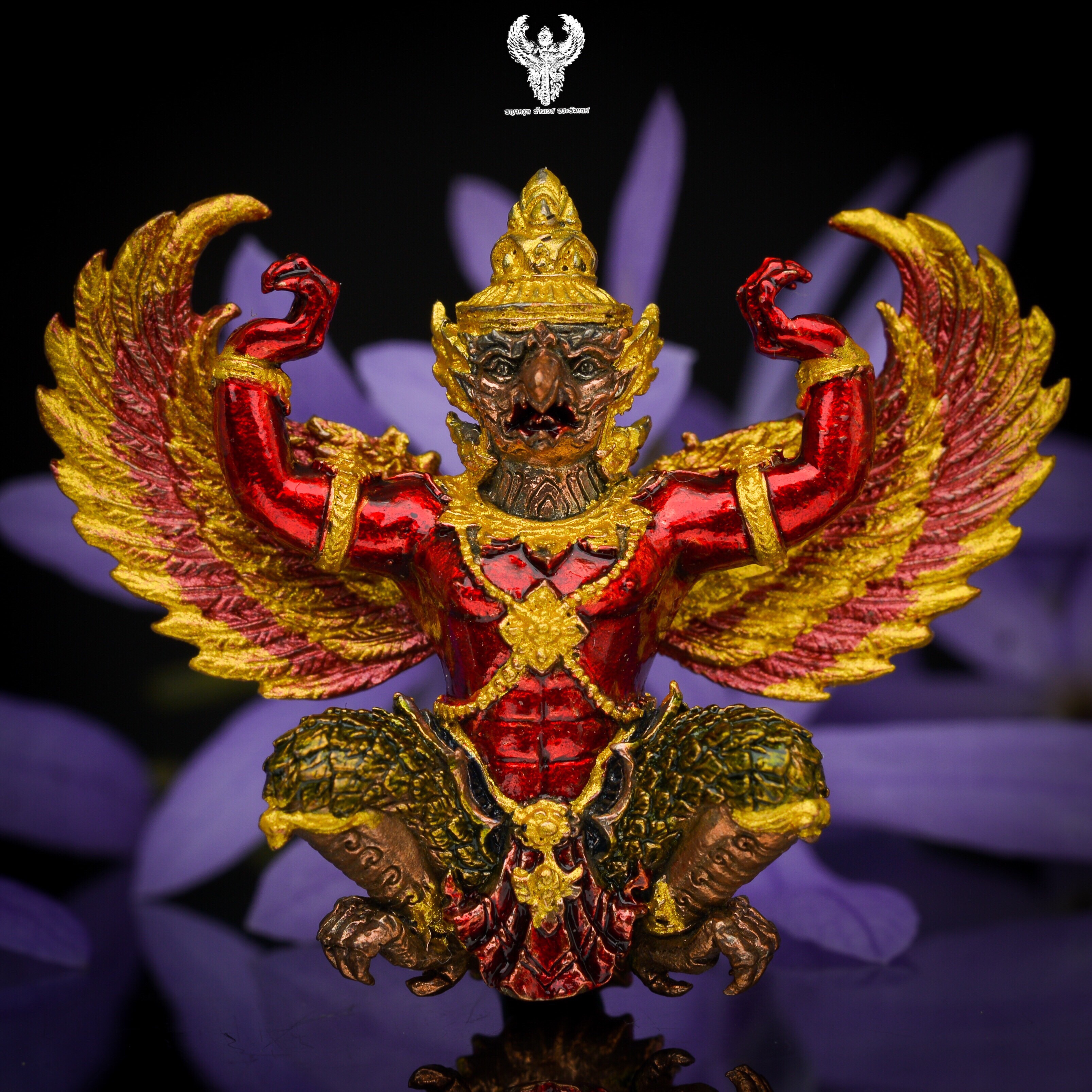 พญาครุฑ พ่อท่านเขียว รุ่น กิตติคุโณ ๙๐ วัดห้วยเงาะ เนื้อนวะลงยาสุโขทัย