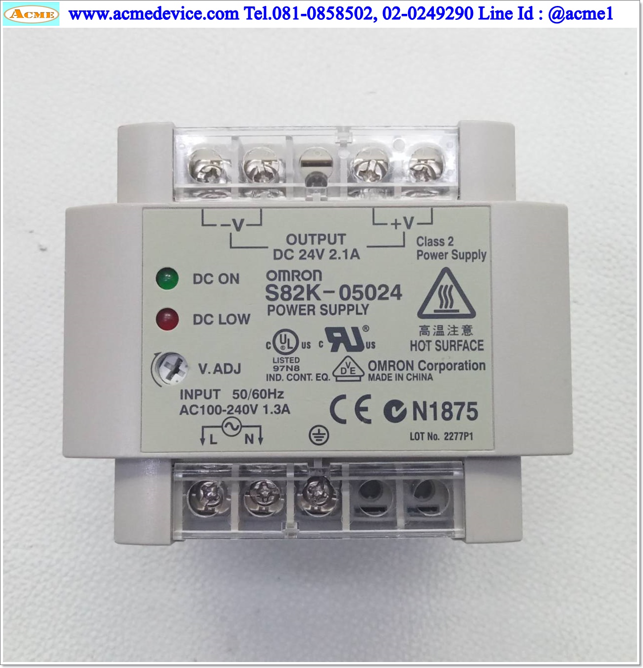 Power Supply Omron รุ่น S82K-05024, Output 24V, 2.1A, 50W