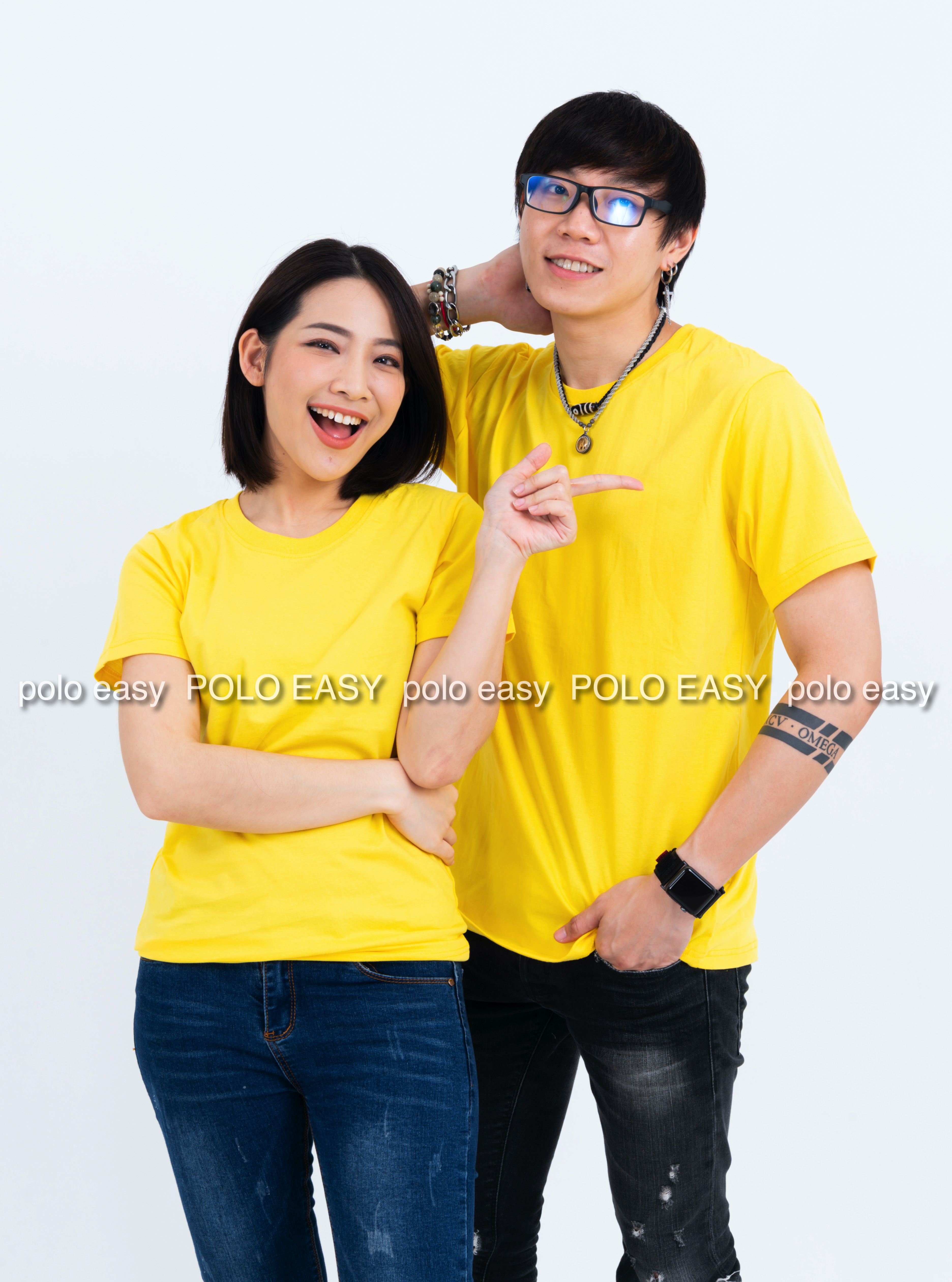 3XL เสื้อยืด สีเหลือง คอกลม แขนสั้น Size 3XL
