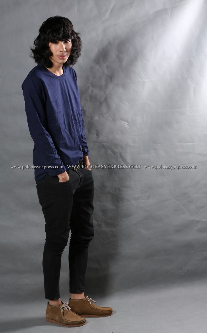 เสื้อยืด สีกรมท่า คอกลม แขนยาว Size 3XL