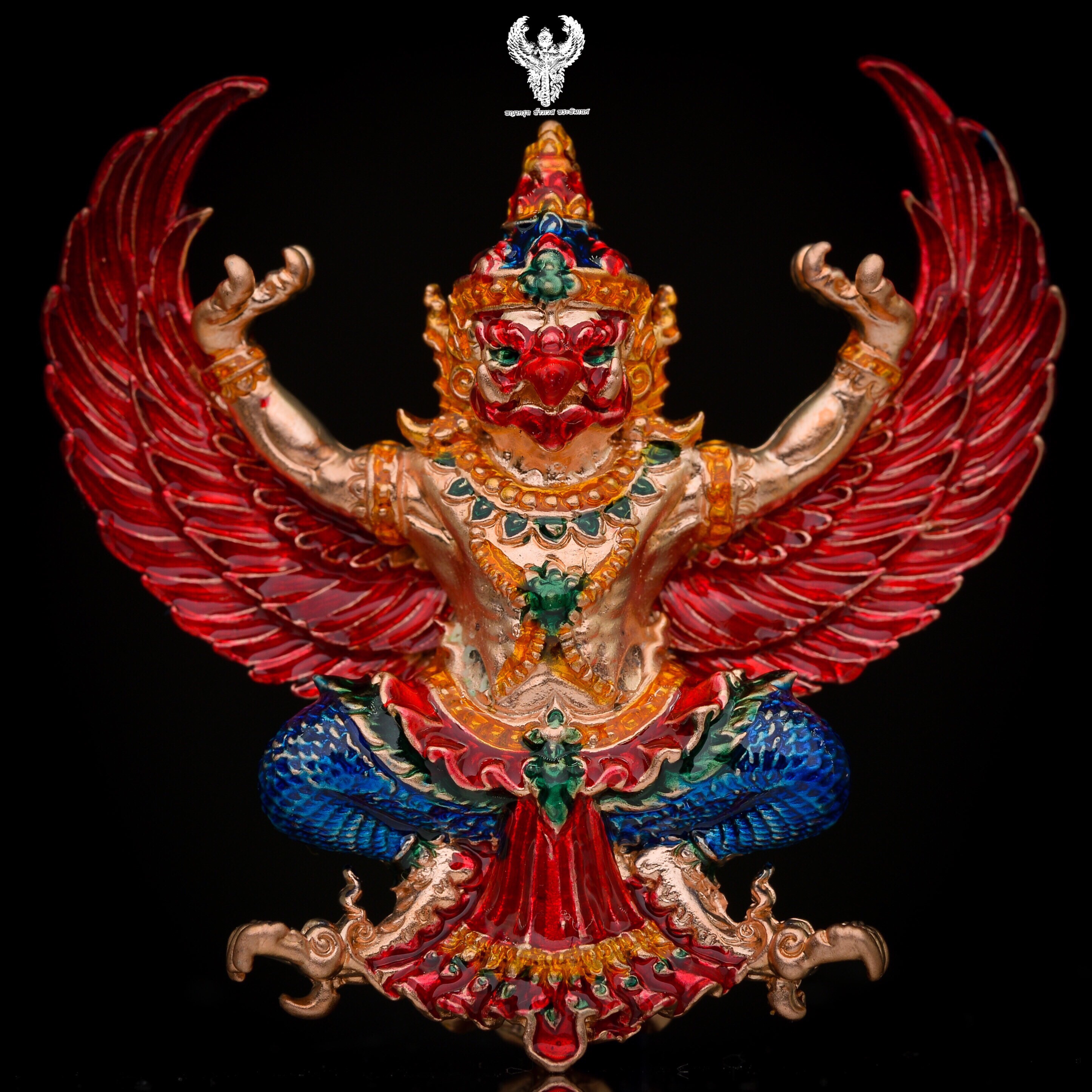 พญาครุฑ รุ่นรวยมหาเศรษฐี หลวงปู่สอ ขันติโก นครพนม เนื้อสัมฤทธิ์ชุบนาคลงยา ราชาวดี