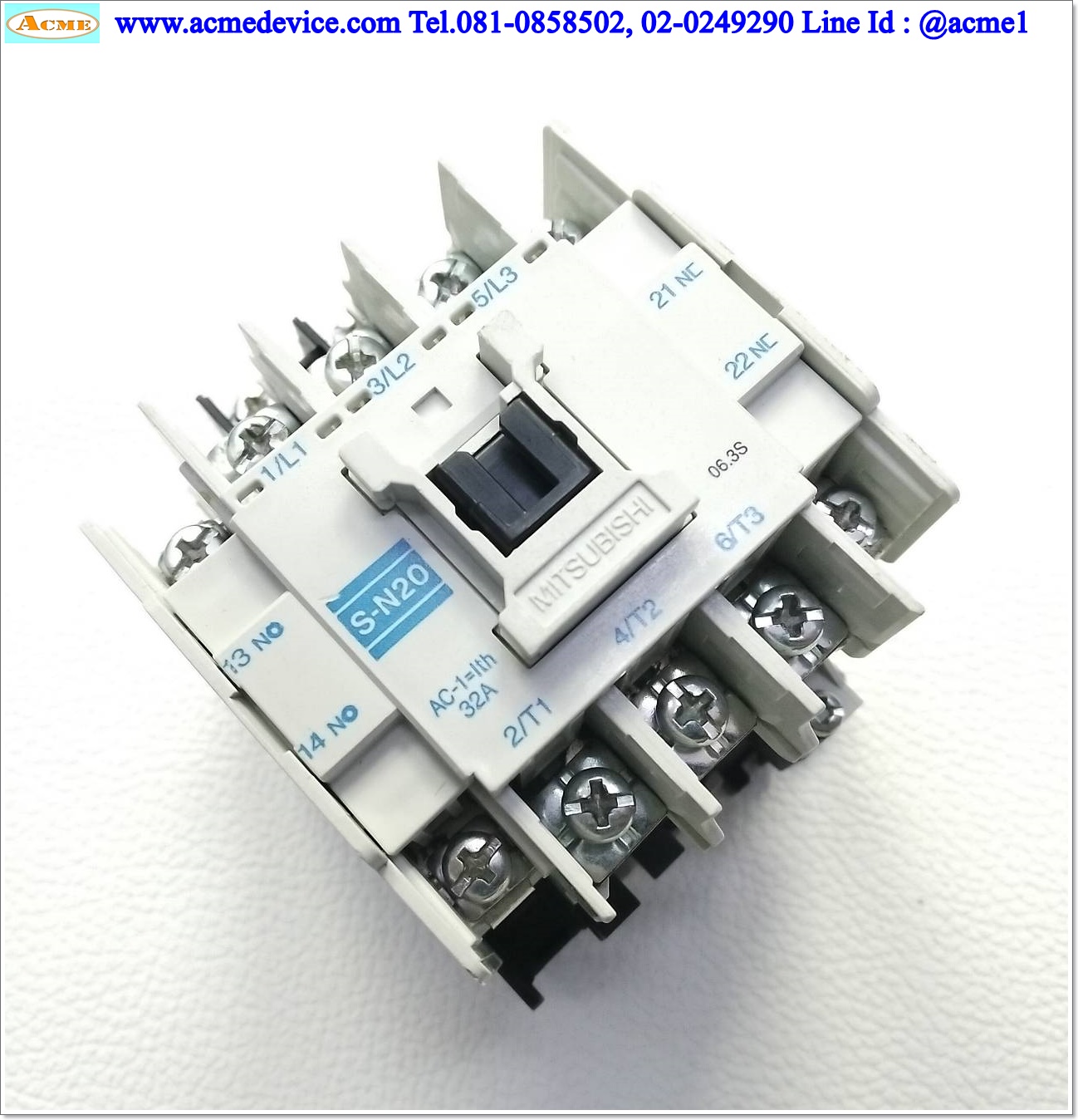 Magnetic Contactor Mitsubishi รุ่น S-N20, Current Rating 32A, Coil 110-120V