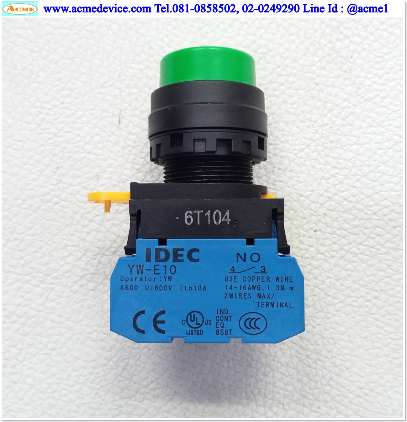 Pushbutton Switch Idec รุ่น YW1B-M2E10G, 24VDC