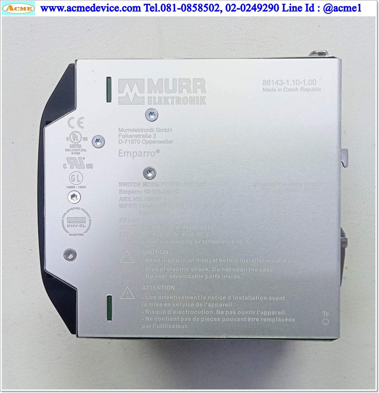 Power Supply Murrelektronik รุ่น Emparro 10-100-240/48, Output 48Vdc, 10A, 480W