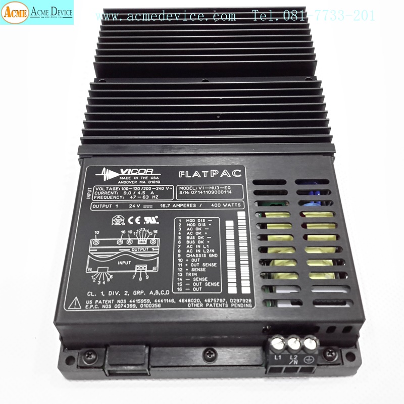 Power Supply VICOR FLATPAC รุ่น V1-MU3-EQ, Output 24V, 16.7A, 400W
