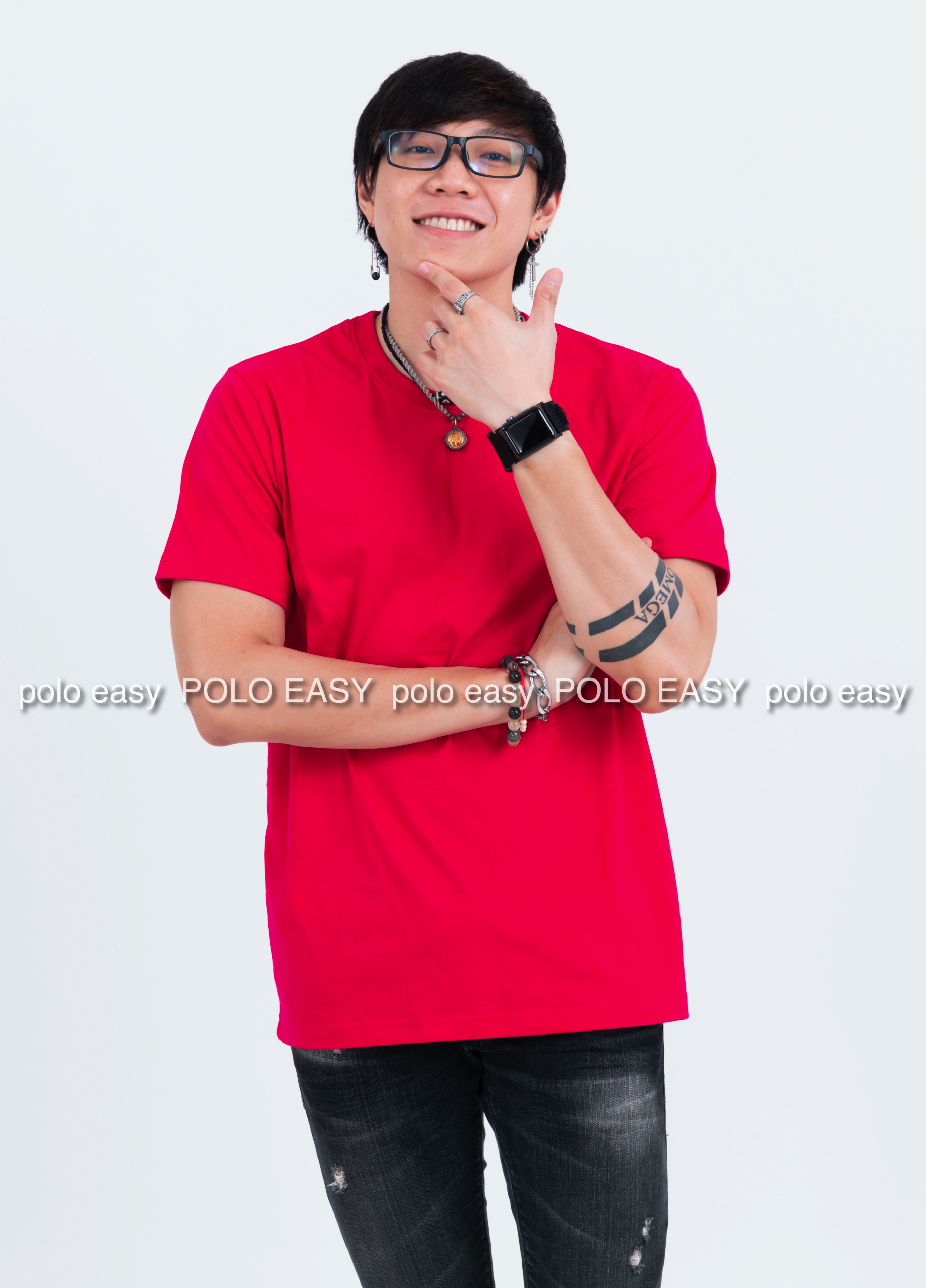 4XL เสื้อยืด สีชมพูบานเย็น คอกลม แขนสั้น Size 4XL