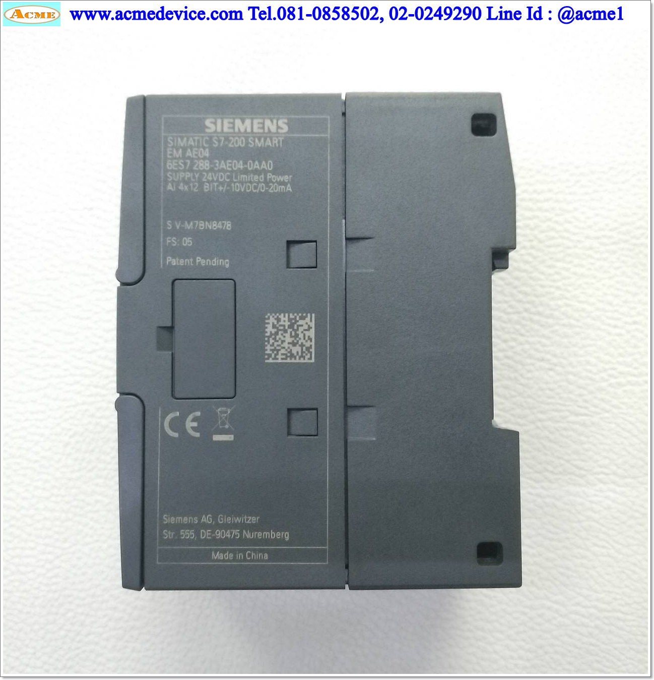 PLC Siemens Simatic S7-200 Smart รุ่น 6ES7 288-3AE04-0AA0, EM AE04, AI 4x12Bit