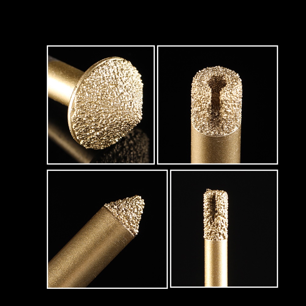 ดอกกัดหินเคลือบเพรช สีทอง แกน 6 mm หัวตัด Flat straight knife Diamond Tools 6.0 mm