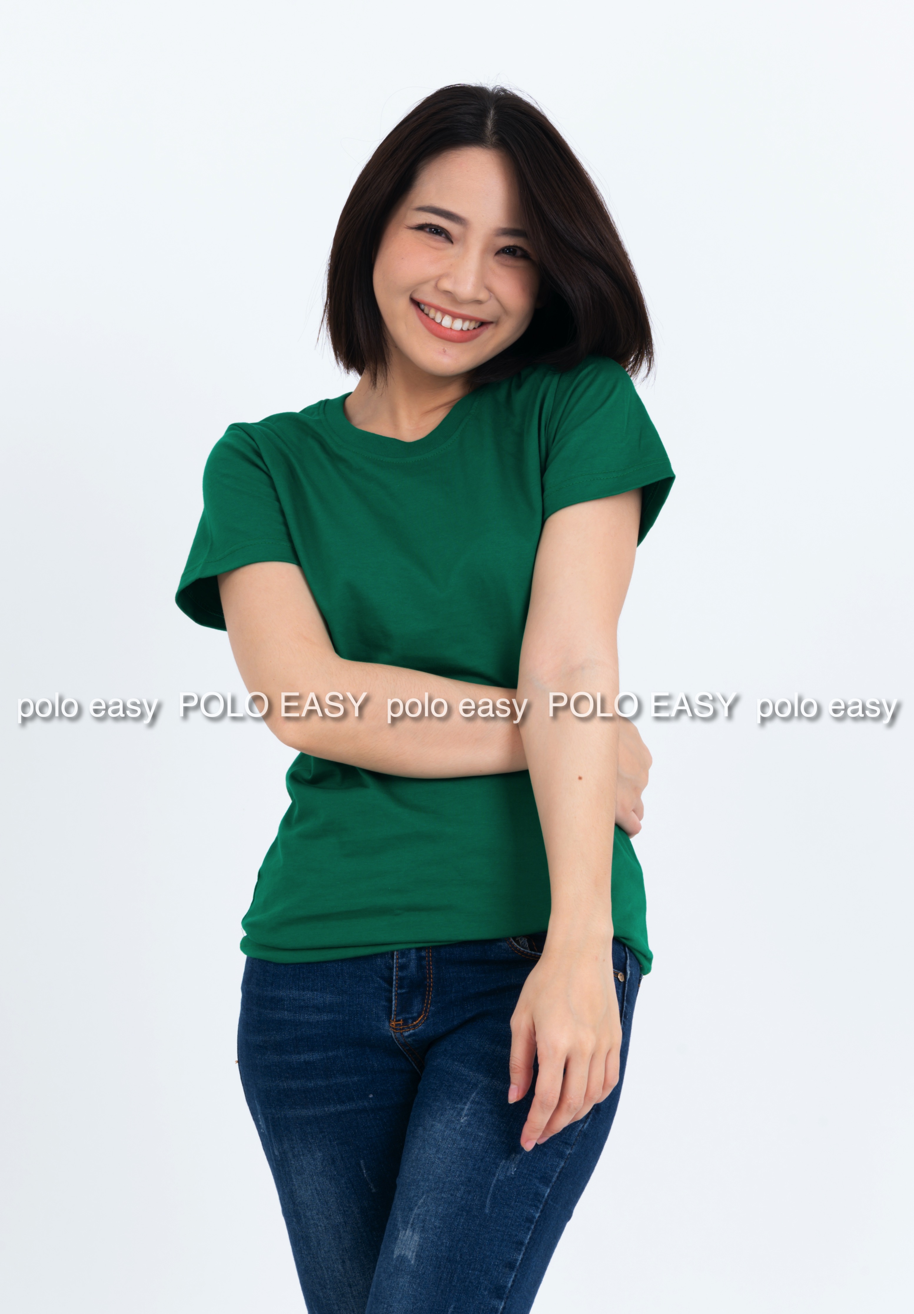 4XL เสื้อยืด สีเขียวใบไม้ คอกลม แขนสั้น Size 4XL