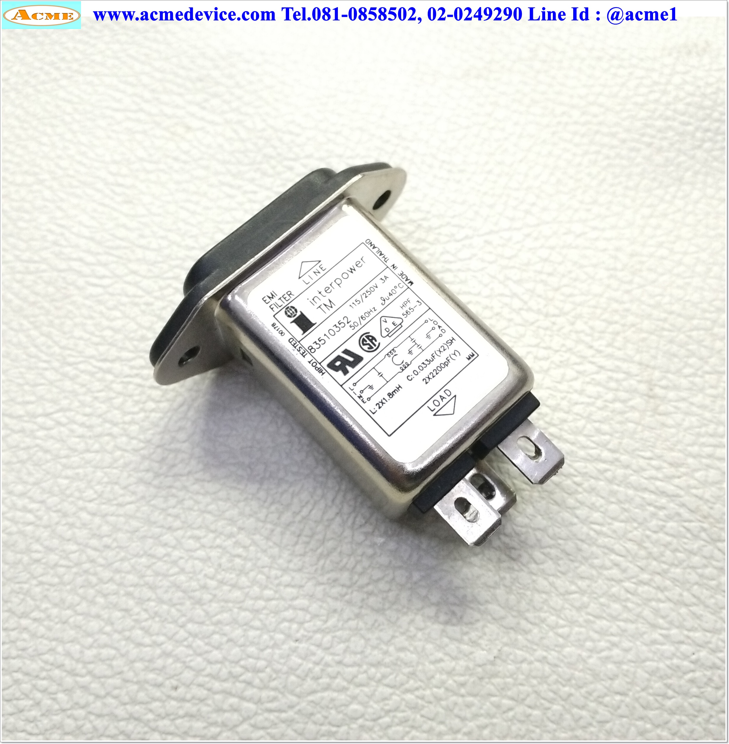 Noise Filter Interpower รุ่น 83510352, 115/250V, 3A