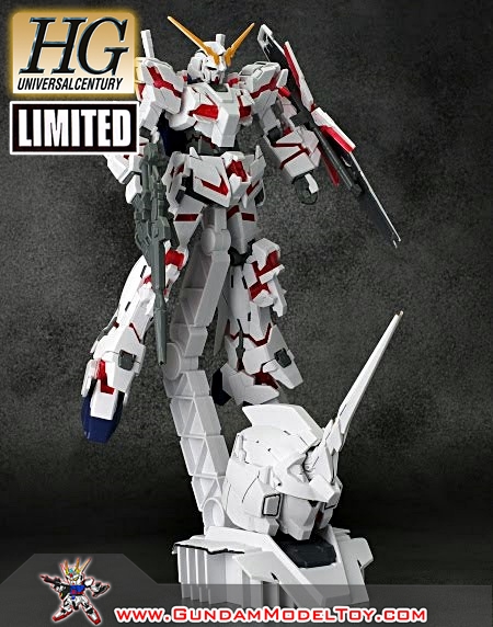 HGUC 1/144 LIMITED RX-0 UNICORN GUNDAM DESTROY MODE + HEAD DISPLAY BASE ลิมิตเตด ยูนิคอร์น กันดั้ม + เฮด ดิสเพลย์ เบส