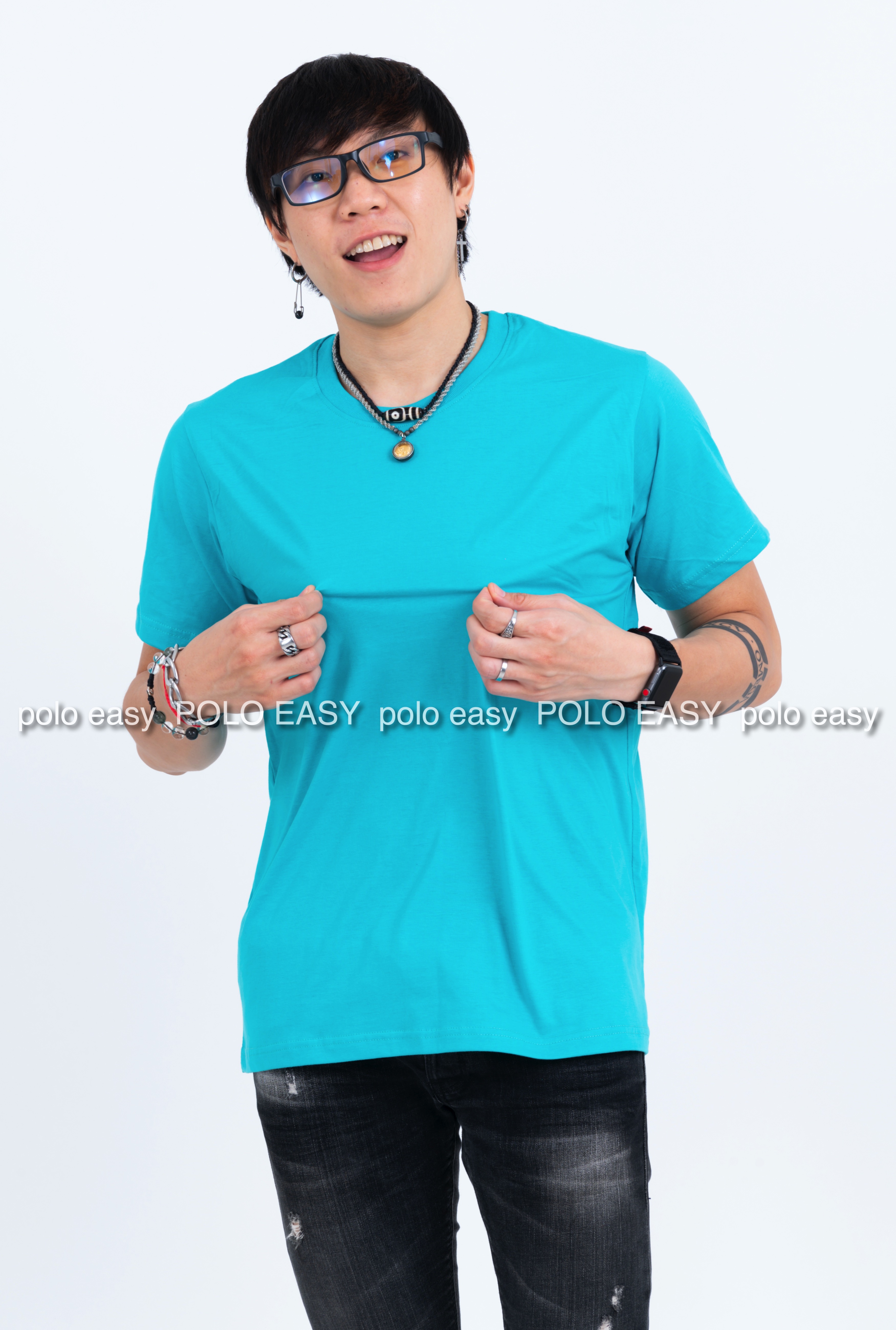 4XL เสื้อยืด สีเขียวมิ้นต์ คอกลม แขนสั้น Size 4XL