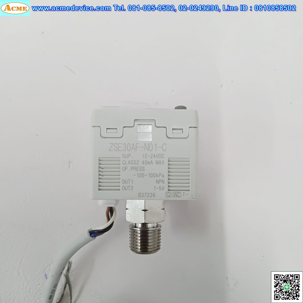 Vacuum/Pressure SMC รุ่น ZSE30AF-N01-C, -100 to 100kPa, NPN, Analog 1-5 V