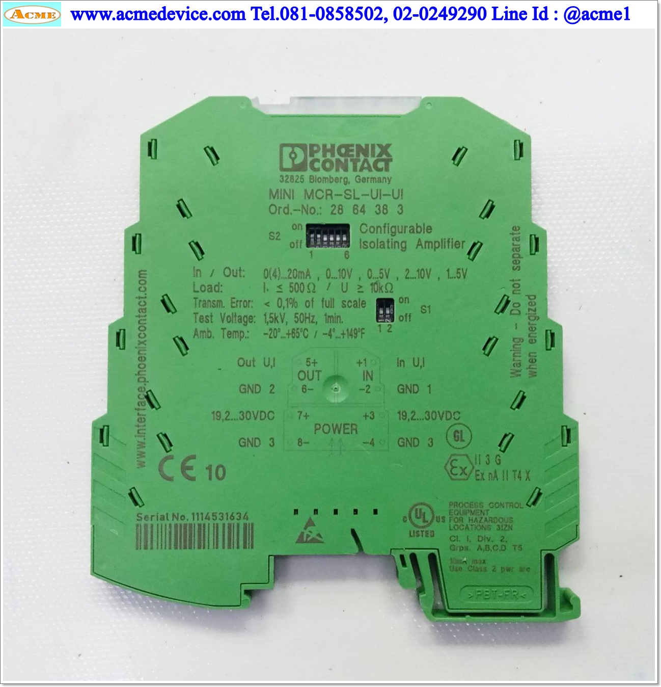 Relay Amplifier Phoenix Contact รุ่น MINI MCR-SL-UI-UI