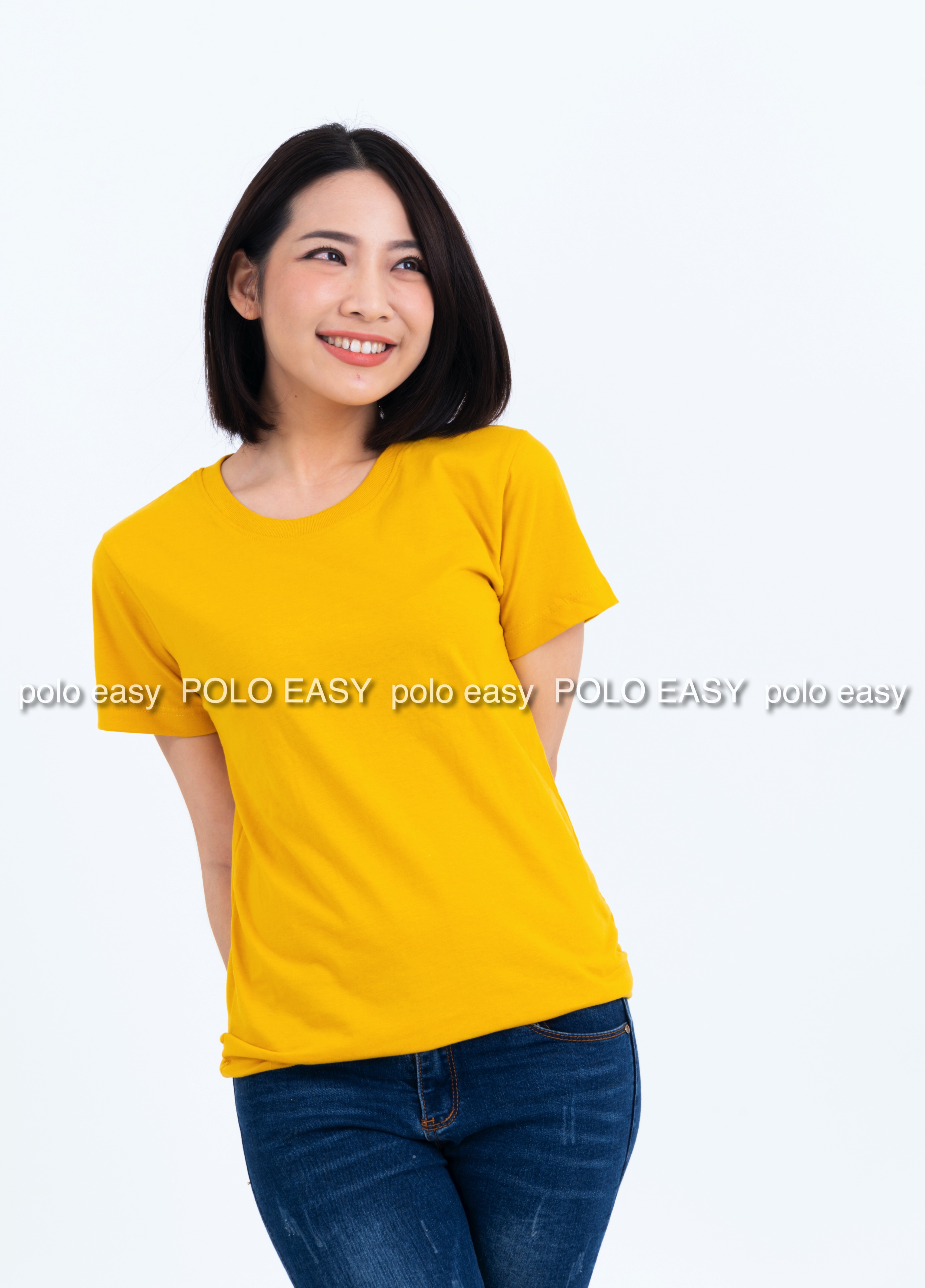 S เสื้อยืด สีเหลืองมัสตาร์ด คอกลม แขนสั้น Size S