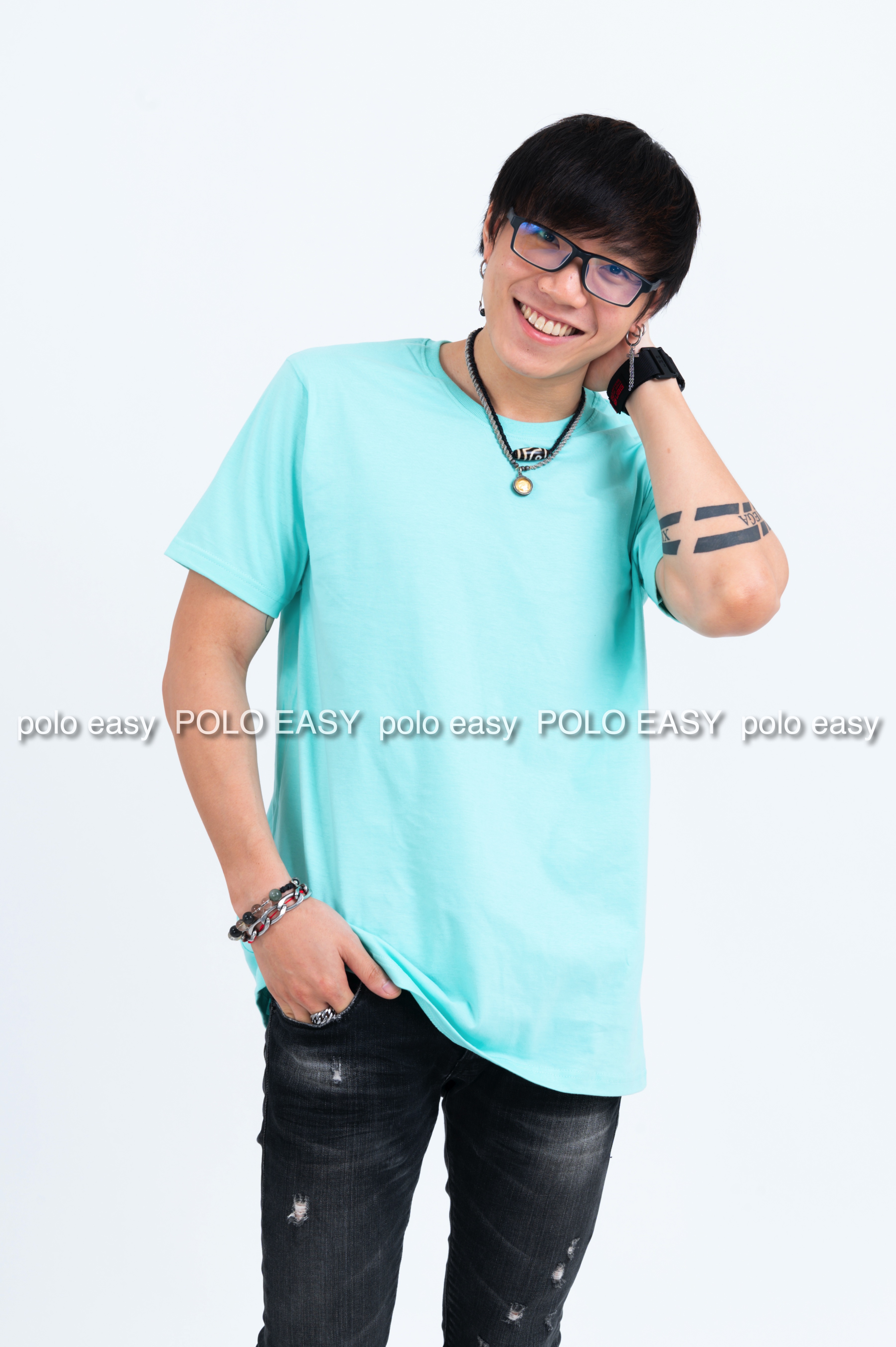 XL เสื้อยืด สีเขียวพาสเทล คอกลม แขนสั้น Size XL