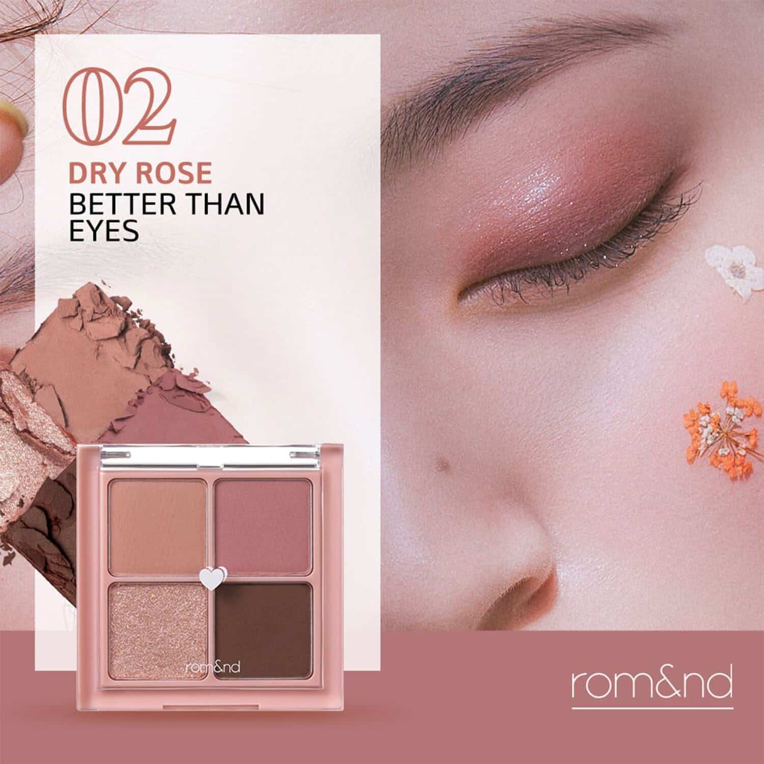 พาเลทอายแชโดว์โรแมนด์ Romand Better Than Eyes Palette #02 Dry Rose