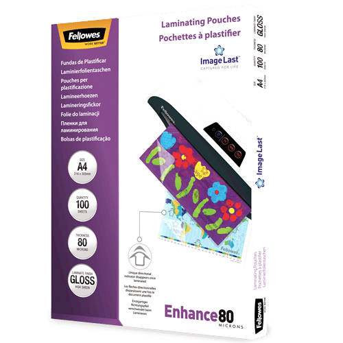 พลาสติกเคลือบ Fellowes ขนาด A4 หนา 80 ไมครอน