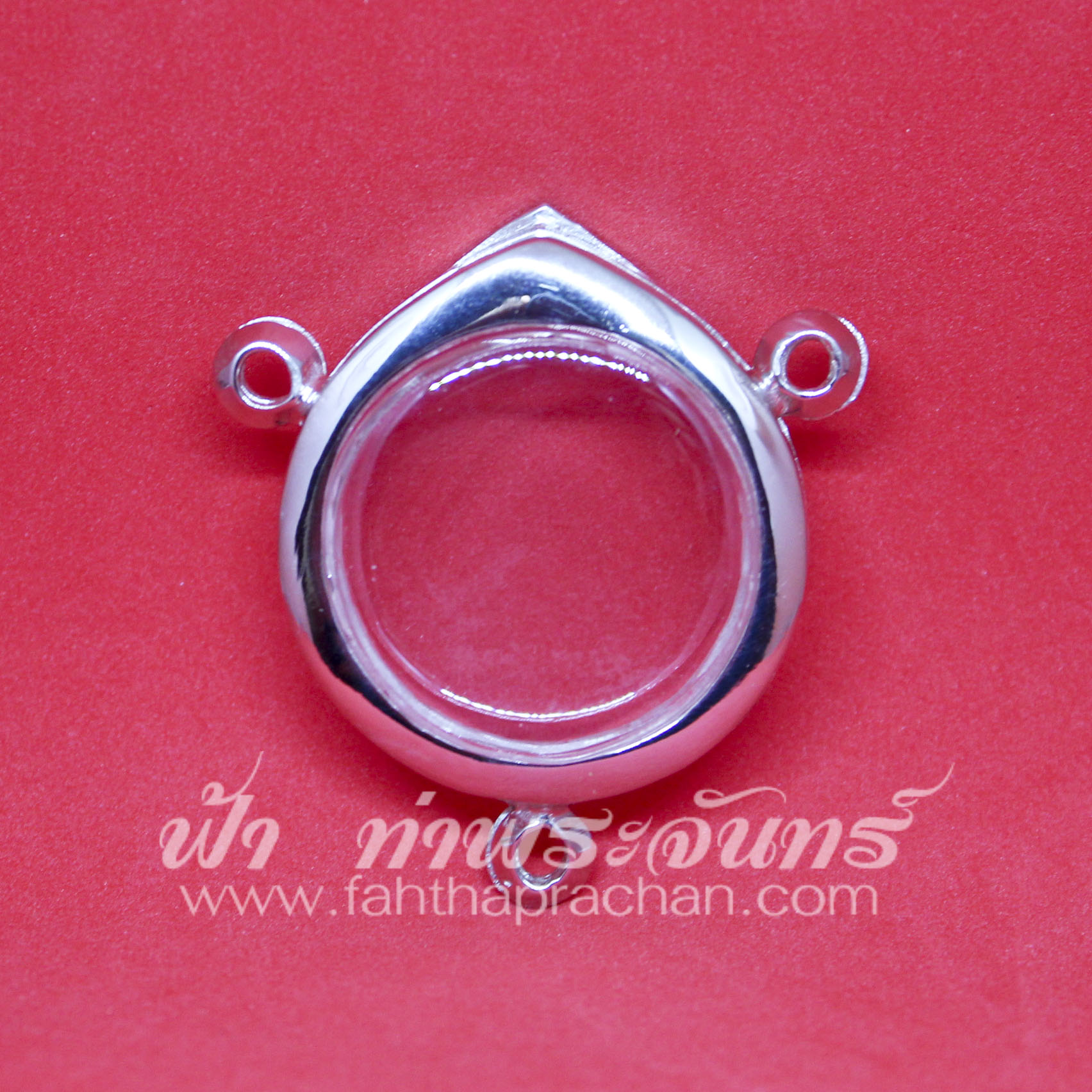 ตลับเหรียญกลม เงินขัดเงา สามห่วง