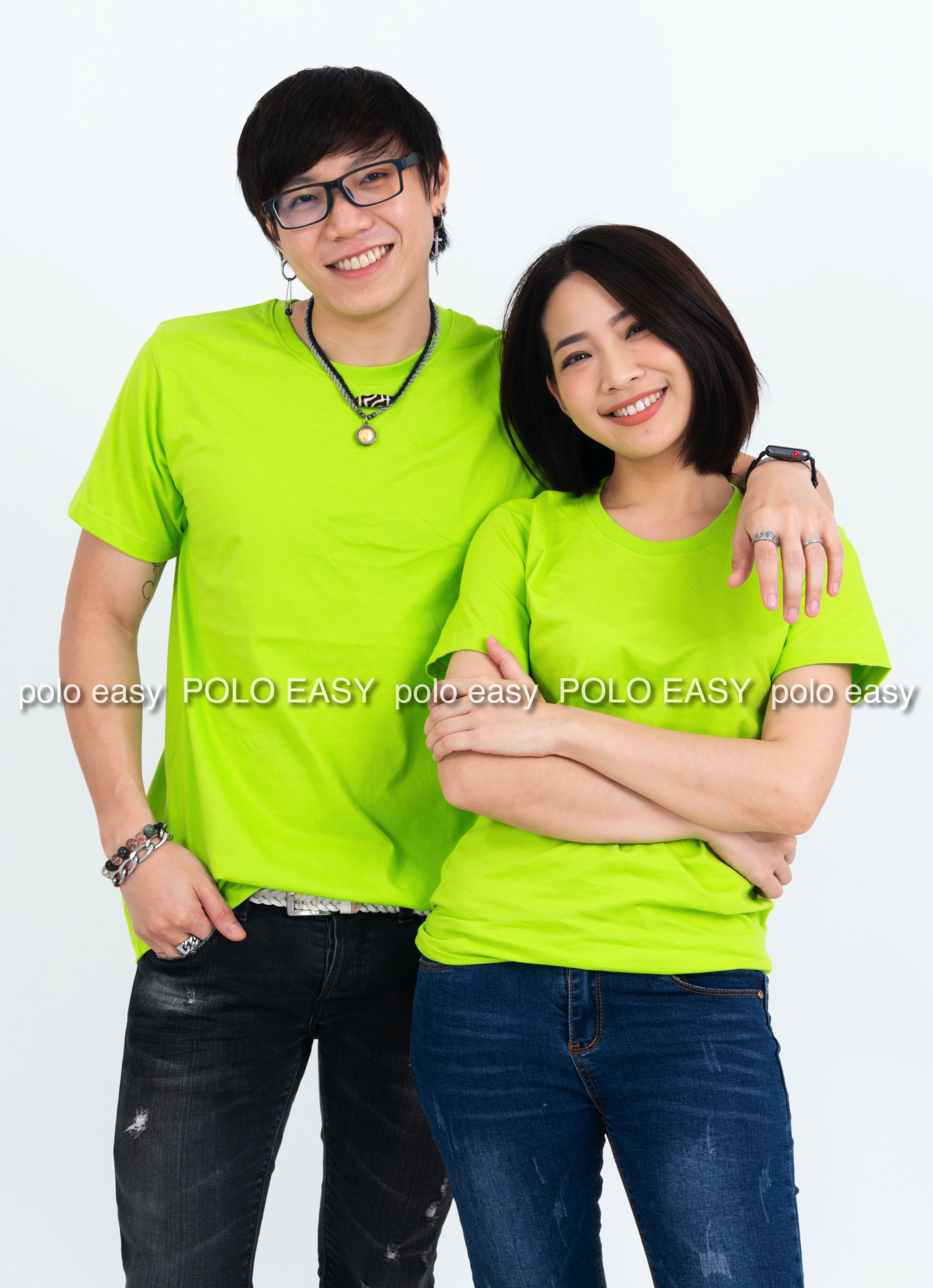 4XL เสื้อยืด สีเขียวมะนาว คอกลม แขนสั้น Size 4XL