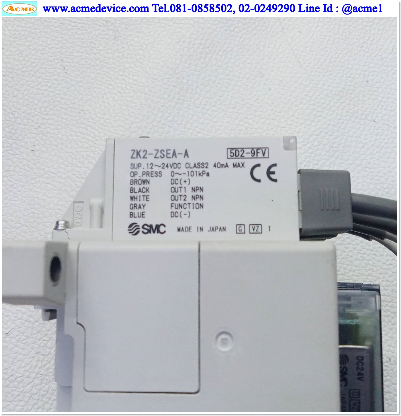 Vacuum Ejector SMC รุ่น ZK2H10K5AL-06 + ZK2-ZSEA-A (4), -91 kPa, NPN, 24Vdc