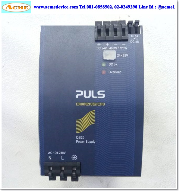 Power Supply Puls รุ่น QS20.241, Output 24-28V, 20-17A, 480W
